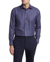 Canali - Regular Fit Check Cotton Jacquard Dress Shirt - Lyst