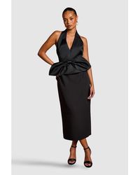 Coast - Petite Halter Satin Column Midi Dress - Lyst