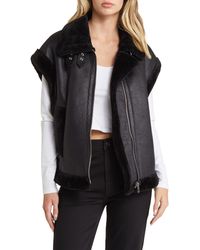 Blank NYC - Faux Leather & Faux Fur Vest - Lyst