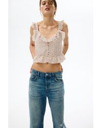 H&M - Flounced Button-Front Top - Lyst
