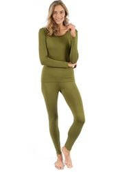 Leveret - Two-Piece Thermal Long Sleeve Solid Pajamas - Lyst