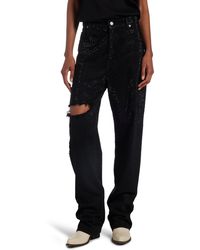 Golden Goose - Crystal Embellished Ripped Straight Leg Jeans - Lyst