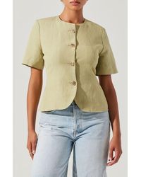 Astr - Saige Mixed Button Short Sleeve Linen Blend Jacket - Lyst