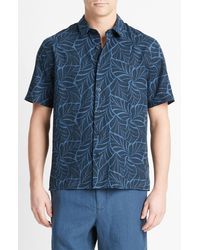 Vince - Knotted Leaves Linen Blend Short Sleeve Button-up Shirt - Lyst