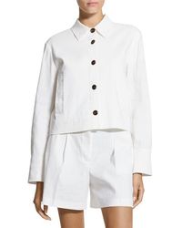 Theory - Linen Blend Crop Shirt Jacket - Lyst