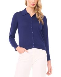 Halogen® - Collared Cotton Blend Cardigan - Lyst