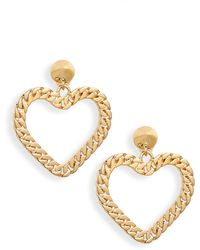 Moschino - Love Curb Chain Heart Drop Clip-on Earrings - Lyst