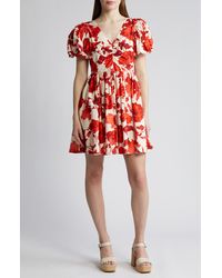 Chelsea28 - Floral Puff Sleeve Cotton Dress - Lyst