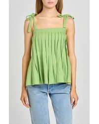 Wayf - Stevie Pleated Tie Shoulder Babydoll Top - Lyst