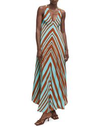 Mango - Chevron Print Satin Maxi Dress - Lyst