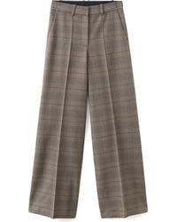 Mango - Check High Rise Straight Leg Pants - Lyst