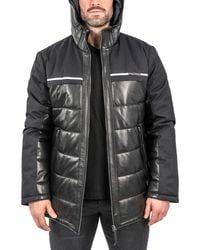 Maceoo - Mixed Media Leather Quilted Bomber Jacket - Lyst