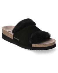 Mephisto - Faux Fur-Trimmed Leather Slide Sandals - Lyst