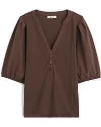 Madewell - Puff-Sleeve Henley Knit Top - Lyst