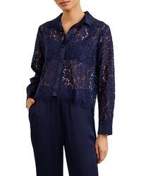 Bella Dahl - Lace & Satin Button-Up Shirt - Lyst