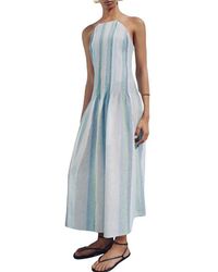Mango - Stripe Linen Blend Dress - Lyst