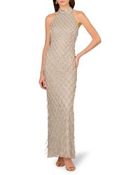 Aidan Mattox by Adrianna Papell - Beaded Halter Column Gown - Lyst