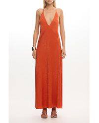 Significant Other - Arielle Plunge Back Crushed Satin Maxi Slipdress - Lyst