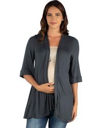 24seven Comfort Apparel - Maternity Open Front Elbow Length Sleeve Cardigan - Lyst
