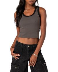 Edikted - Alix Lace Rib Crop Tank - Lyst