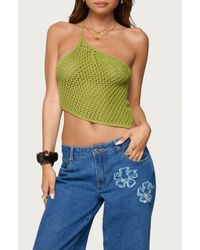Edikted - Daley Asymmetric One-Shoulder Sheer Crop Top - Lyst