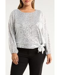 Tahari - Sequin Tie Hem Top - Lyst