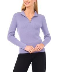 Halogen® - Rib Quarter Zip Sweater - Lyst