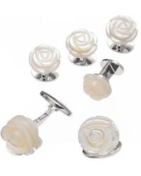 Jan Leslie - Rose Carved Sterling Cufflinks And Stud Sets - Lyst