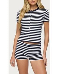 Edikted - Irena Stripe Knit Button-Up Top - Lyst