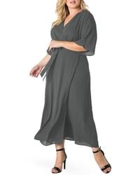 Standards & Practices - Short Sleeve Wrap Maxi Dress - Lyst