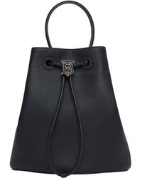 Burberry - Small Grainy Leather Tb Bucket Bag - Lyst