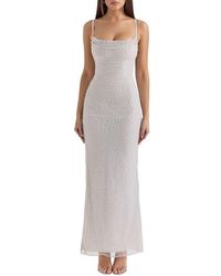 House Of Cb - Calla Beaded Mesh Overlay Gown - Lyst