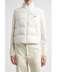 Moncler - Mixed Media Quilted Down Puffer Cardigan - Lyst