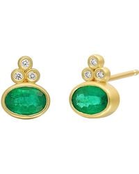 Bony Levy - El Mar Emerald & Diamond Stud Earrings - Lyst