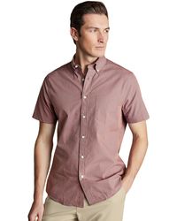 Charles Tyrwhitt - Slim Fit Light Button-down Collar Non-iron Stretch Poplin Mini Gingham Short Sleeve Shirt - Lyst