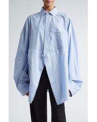 Balenciaga - Cut Up Stripe Asymmetric Oversize Cotton Button-up Shirt - Lyst