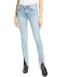 Rag Bone Denim Cate Frayed Hem Skinny Jeans In Alma In Gray Save 73 Lyst