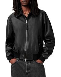 AllSaints - Marco Leather Bomber Jacket - Lyst