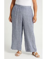 Eileen Fisher - Stripe Crop Organic Linen Wide Leg Pants - Lyst