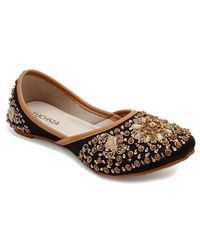 Fuchsia - Midnight Glamour Embroidered Jutti Flat - Lyst