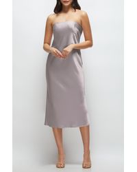 After Six - Strapless Charmeuse Midi Cocktail Dress - Lyst