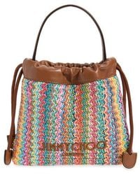 Jimmy Choo - Chevron Raffia Drawstring Pouch - Lyst