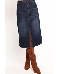 Petal & Pup - Starcie Denim Midi Skirt - Lyst