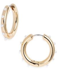 Open Edit - Cultured Pearl Studded Hoop Earrings - Lyst