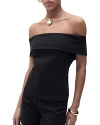 Mango - Off The Shoulder Knit Top - Lyst