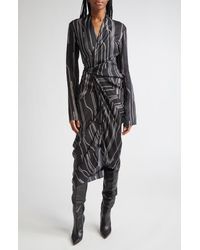 Rick Owens - Long Sleeve Satin Wrap Dress - Lyst