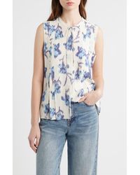 Rag & Bone - Arden Floral Tie Neck Blouse - Lyst