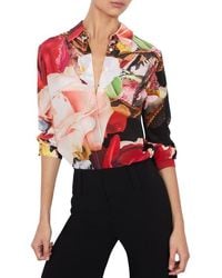 Alice + Olivia - Willa Floral Silk Button-Up Shirt - Lyst