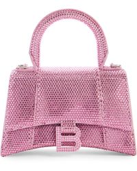 Balenciaga - Extra Small Hourglass Crystal & Suede Top Handle Bag - Lyst
