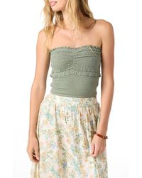 O'neill Sportswear - Dedra Smocked Ruffle Strapless Crop Top - Lyst